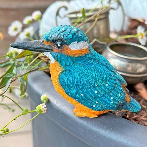 3 Pot Topping Kingfisher Bird Garden Ornaments - Image 2