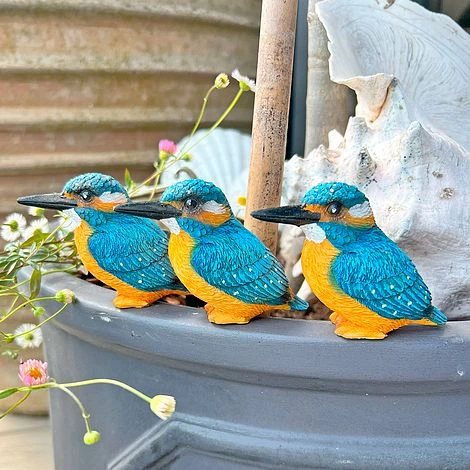 3 Pot Topping Kingfisher Bird Garden Ornaments - Image 3