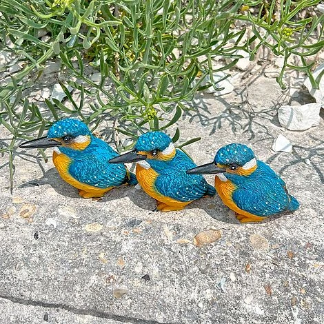 3 Pot Topping Kingfisher Bird Garden Ornaments - Image 6