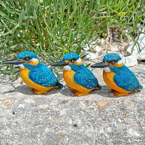 3 Pot Topping Kingfisher Bird Garden Ornaments - Image 7
