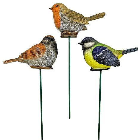 3 Garden Birds On Sticks Outdoor Ornaments - Image 2
