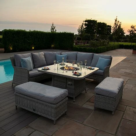 Maze Rattan Oxford Royal Corner Dining Set With Firepit Table - Image 15