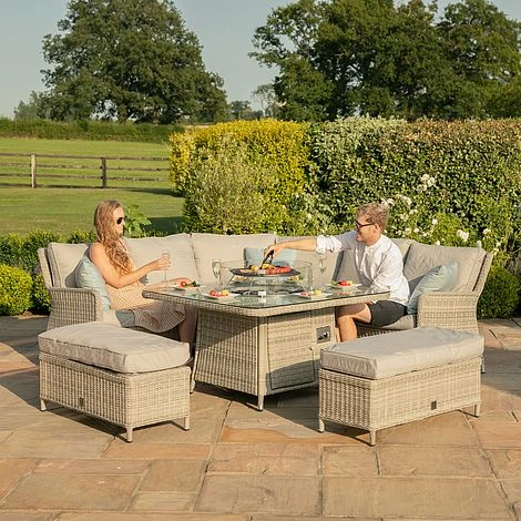 Maze Rattan Oxford Royal Corner Dining Set With Firepit Table - Image 18