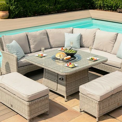 Maze Rattan Oxford Royal Corner Dining Set With Firepit Table - Image 19