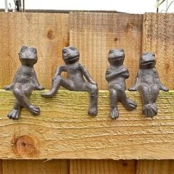 Four Edge Sitting Cast Iron Frog Ornaments