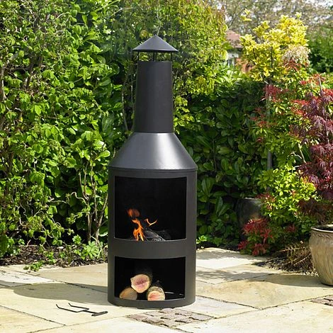 Log Burner Chimenea With Integrated Log Store
