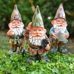 3 Garden Gnome On Sticks Garden Ornaments Pot Gnome Decorations