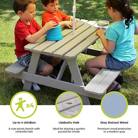 Soulet Childrens Garden Picnic Table Grey - Image 2