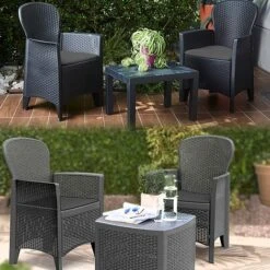 Idooka Tea For Two Dark Grey Bistro Set