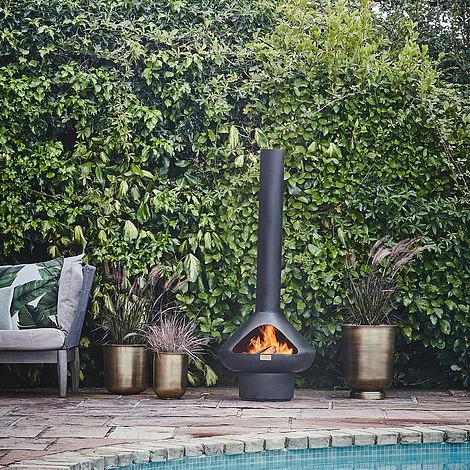 Outdoor Fornax Fireplace In Matt Black H132CM W52CM - Image 2