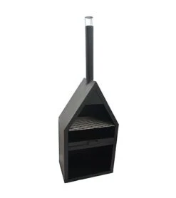 Outdoor Henley Fireplace Black With Grill Iron H168Cm W61Cm