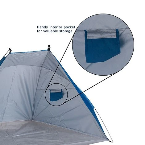 Idooka Outdoors Beach Tent Shelter With Inner Pockets Carrying Pouch UPF 50+ Blue/Green - Image 7