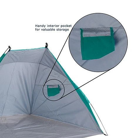 Idooka Outdoors Beach Tent Shelter With Inner Pockets Carrying Pouch UPF 50+ Blue/Green - Image 12