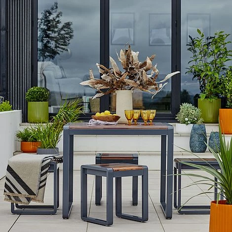 Spitalfields Square Acacia Wood 5 Piece Furniture Set - Image 2