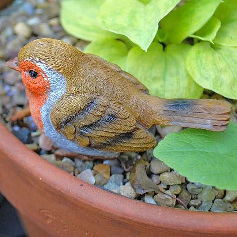 3 Pot Topping Robin Bird Garden Ornaments - Image 2