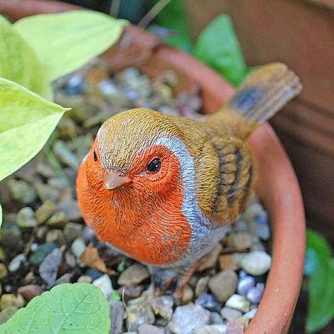 3 Pot Topping Robin Bird Garden Ornaments - Image 4